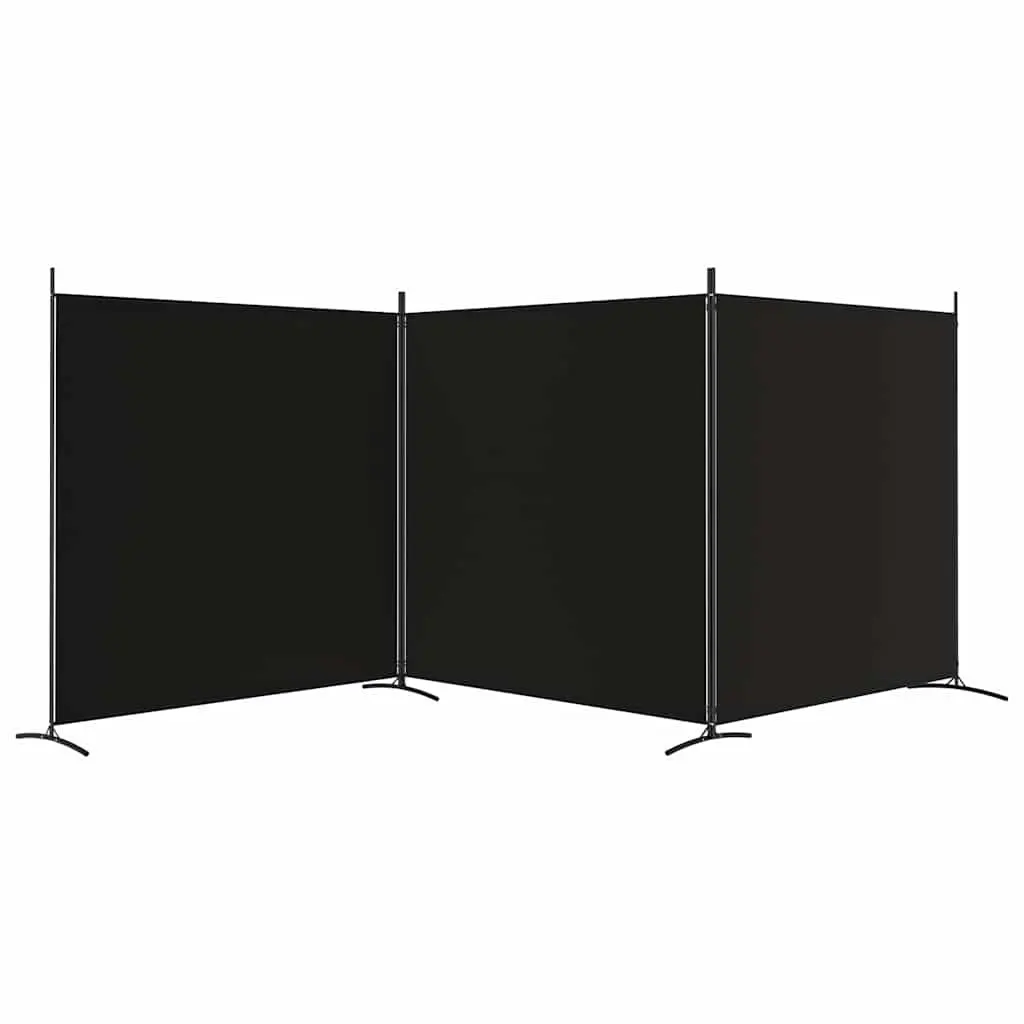 3-Panel Room Divider Screen Foldable Privacy Partition Black Fabric 525x180cm