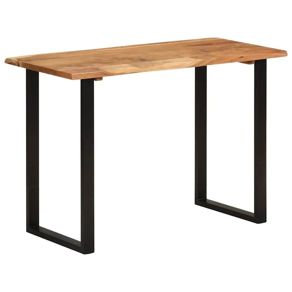 Acacia Wood Dining Table Natural Brown 110x50x76cm Solid Construction with Iron Legs for Kitchen or Dining Room