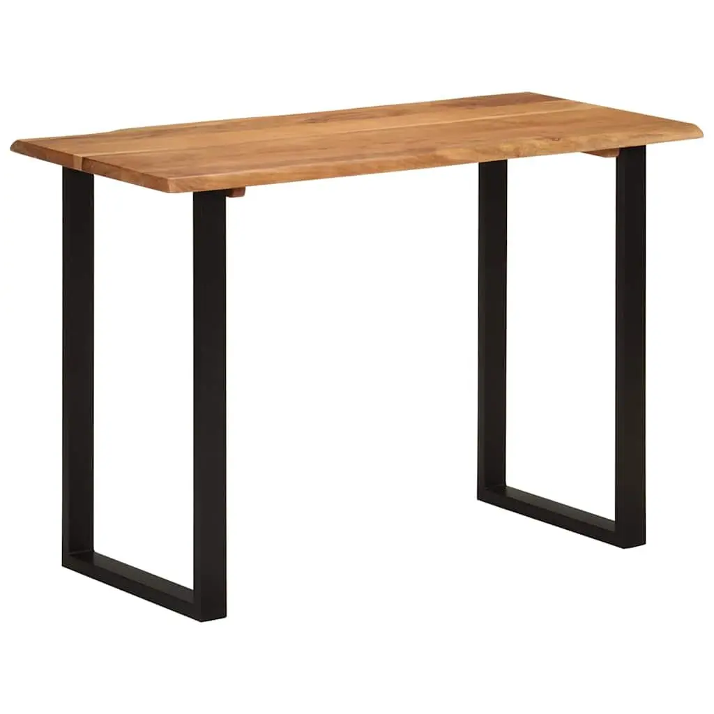 Acacia Wood Dining Table Natural Brown 110x50x76cm Solid Construction with Iron Legs for Kitchen or Dining Room