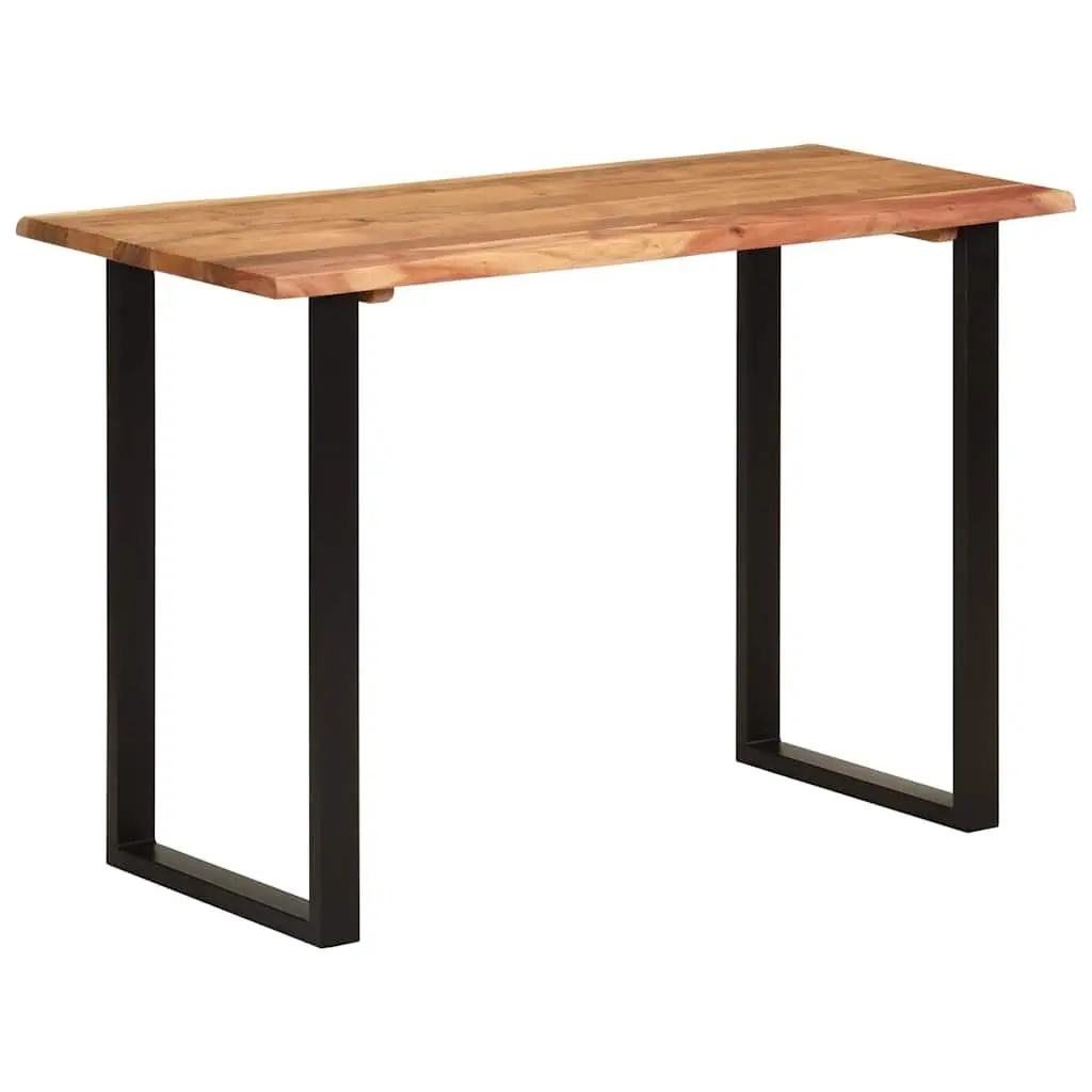 Acacia Wood Dining Table Natural Brown 110x50x76cm Solid Construction with Iron Legs for Kitchen or Dining Room