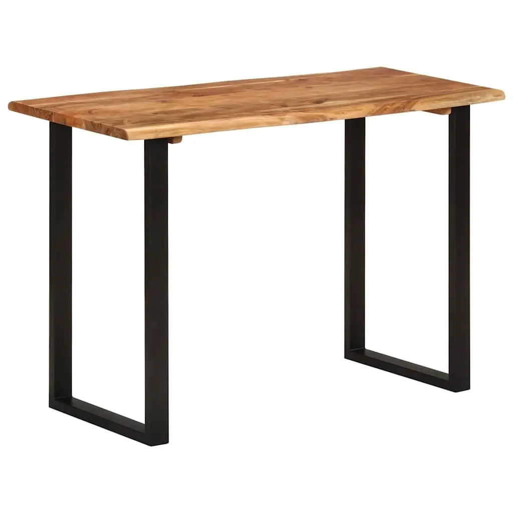 Acacia Wood Dining Table Natural Brown 110x50x76cm Solid Construction with Iron Legs for Kitchen or Dining Room