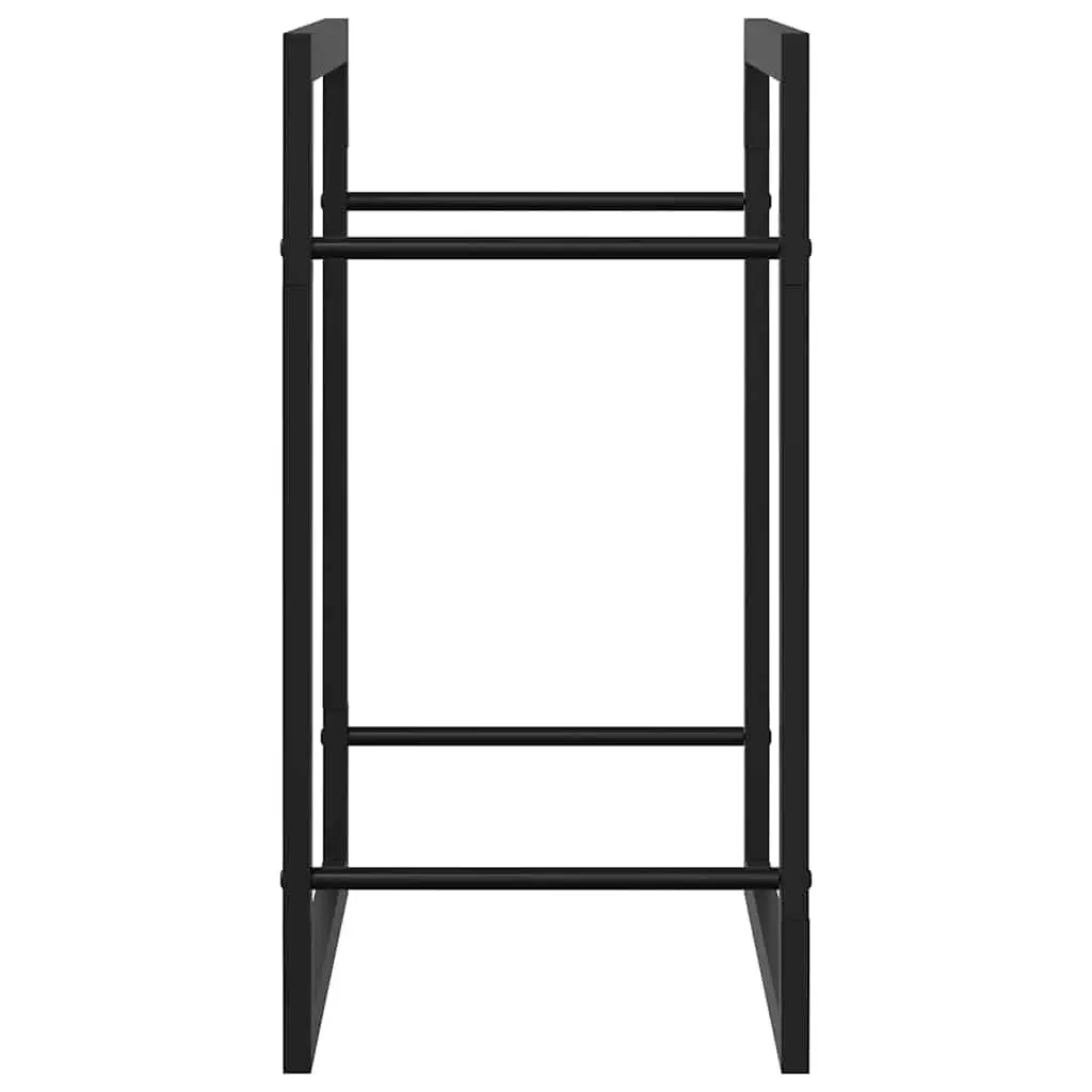 Firewood Rack Steel Black Log Storage Holder 50 x 28 x 56 cm