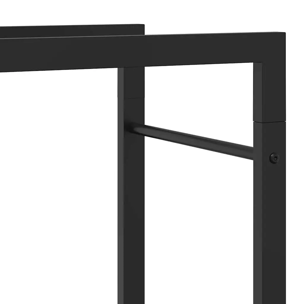 Firewood Rack Steel Black Log Storage Holder 50 x 28 x 56 cm