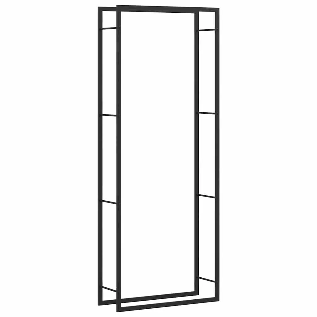 Black Firewood Rack for Indoor and Outdoor Spaces