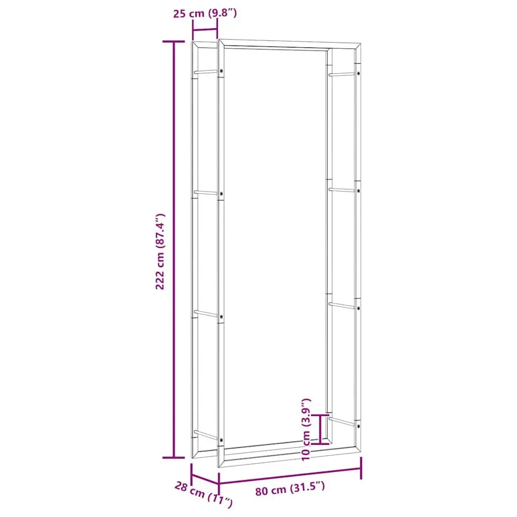 Black Firewood Rack for Indoor and Outdoor Spaces