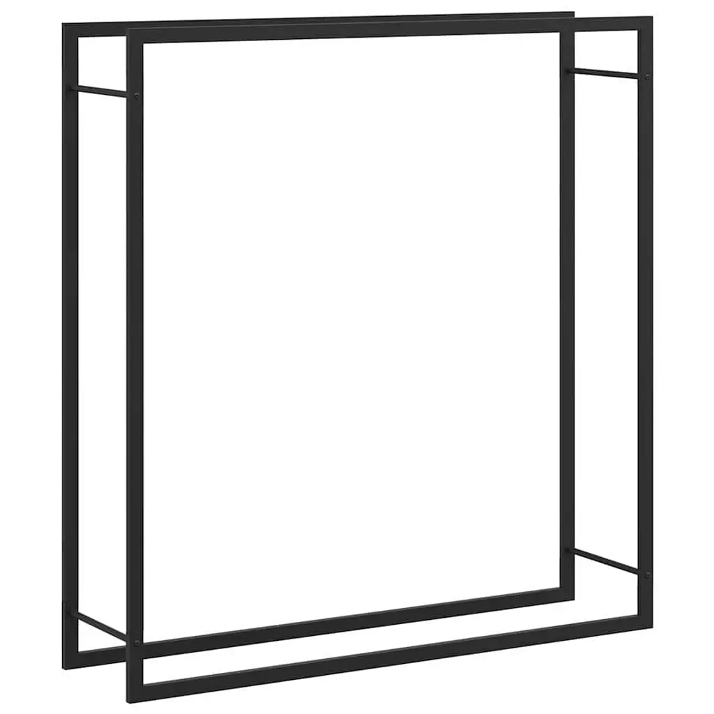 Firewood Rack Steel Black Outdoor Garden 110 x 28 x 116 cm
