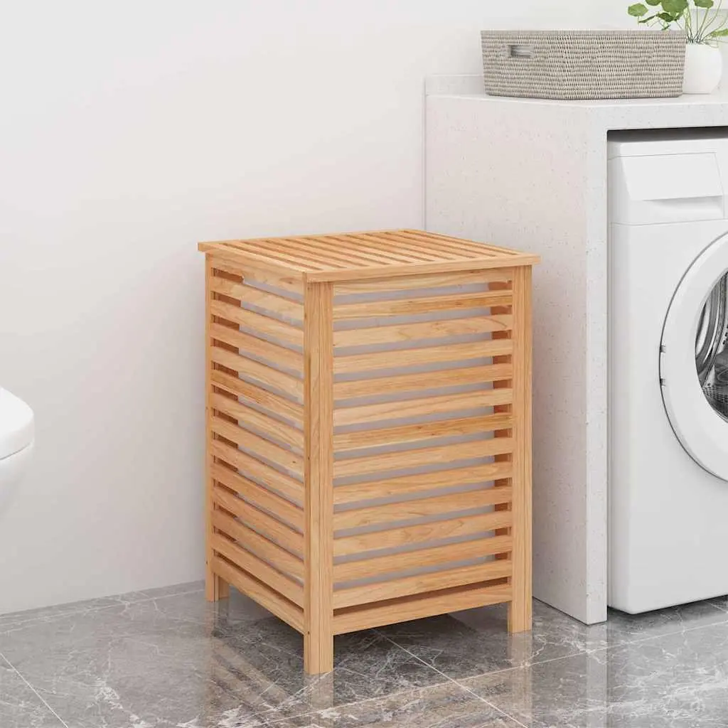 Wooden Laundry Basket 45x45x65 cm Brown Solid Wood Storage Hamper Removable Bag