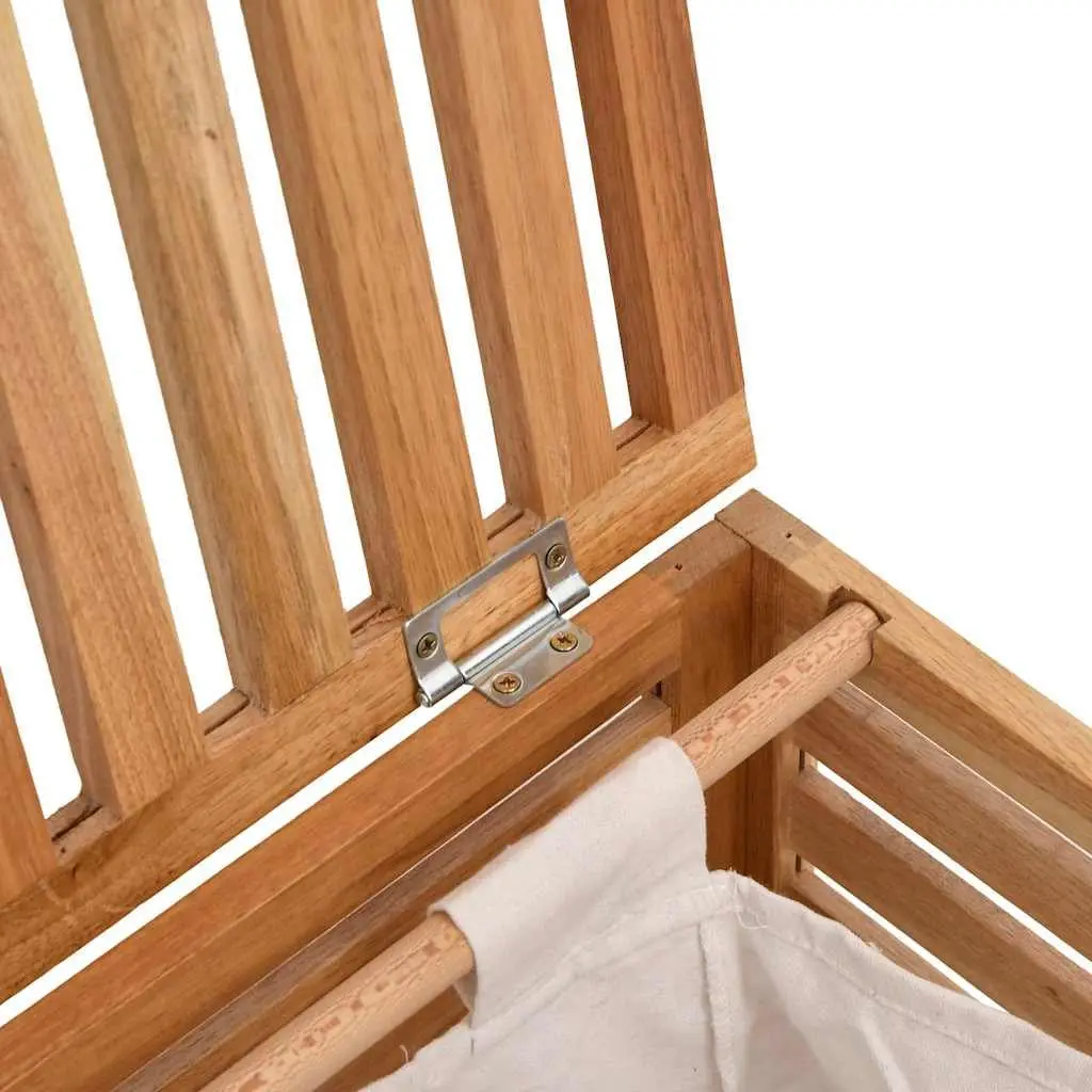 Wooden Laundry Basket 45x45x65 cm Brown Solid Wood Storage Hamper Removable Bag