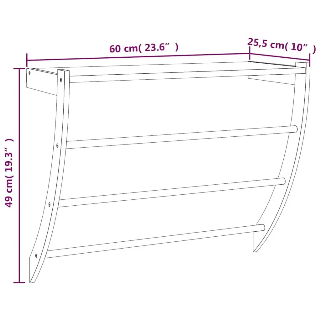 Towel Rack Solid Walnut Wood 60x25.5x49 cm Freestanding Bathroom Towel Holder 3 Bars Shelf