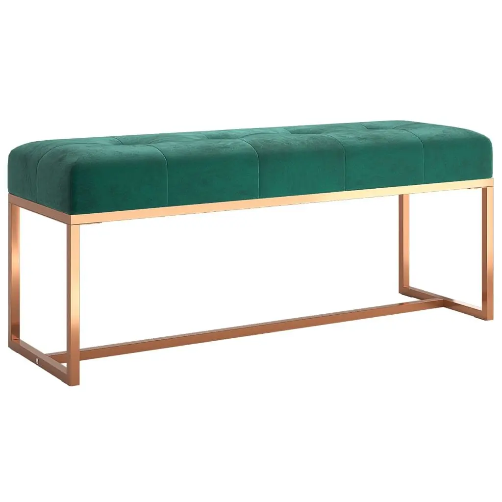 Storage Bench Green Velvet Padded Seat 110 x 36 x 45 cm Living Room Bedroom Entryway Furniture