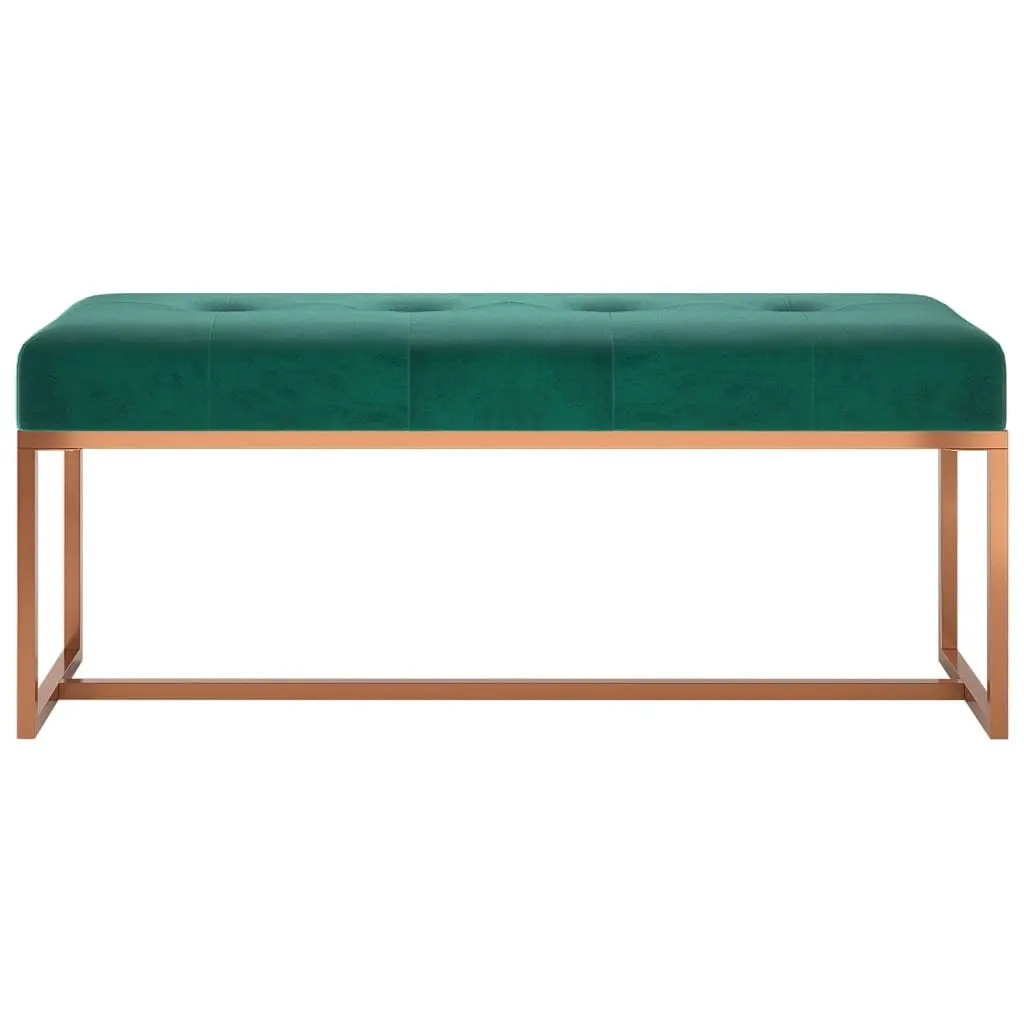 Storage Bench Green Velvet Padded Seat 110 x 36 x 45 cm Living Room Bedroom Entryway Furniture