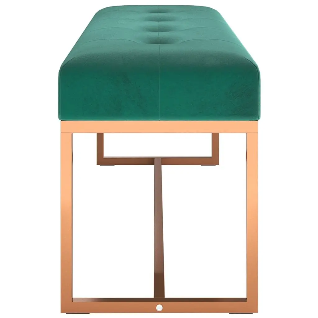 Storage Bench Green Velvet Padded Seat 110 x 36 x 45 cm Living Room Bedroom Entryway Furniture