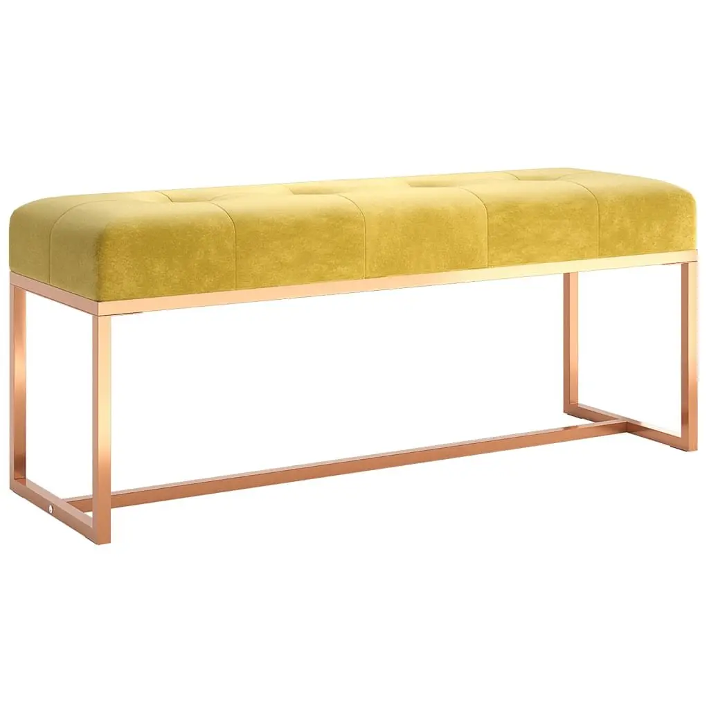 Velvet Bench Yellow Upholstered Padded Seat 110L x 36W x 45H cm