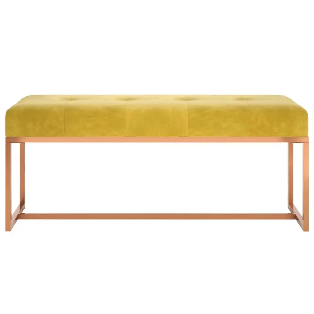 Velvet Bench Yellow Upholstered Padded Seat 110L x 36W x 45H cm