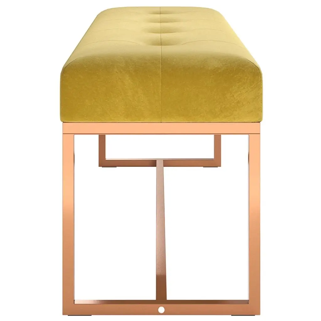 Velvet Bench Yellow Upholstered Padded Seat 110L x 36W x 45H cm