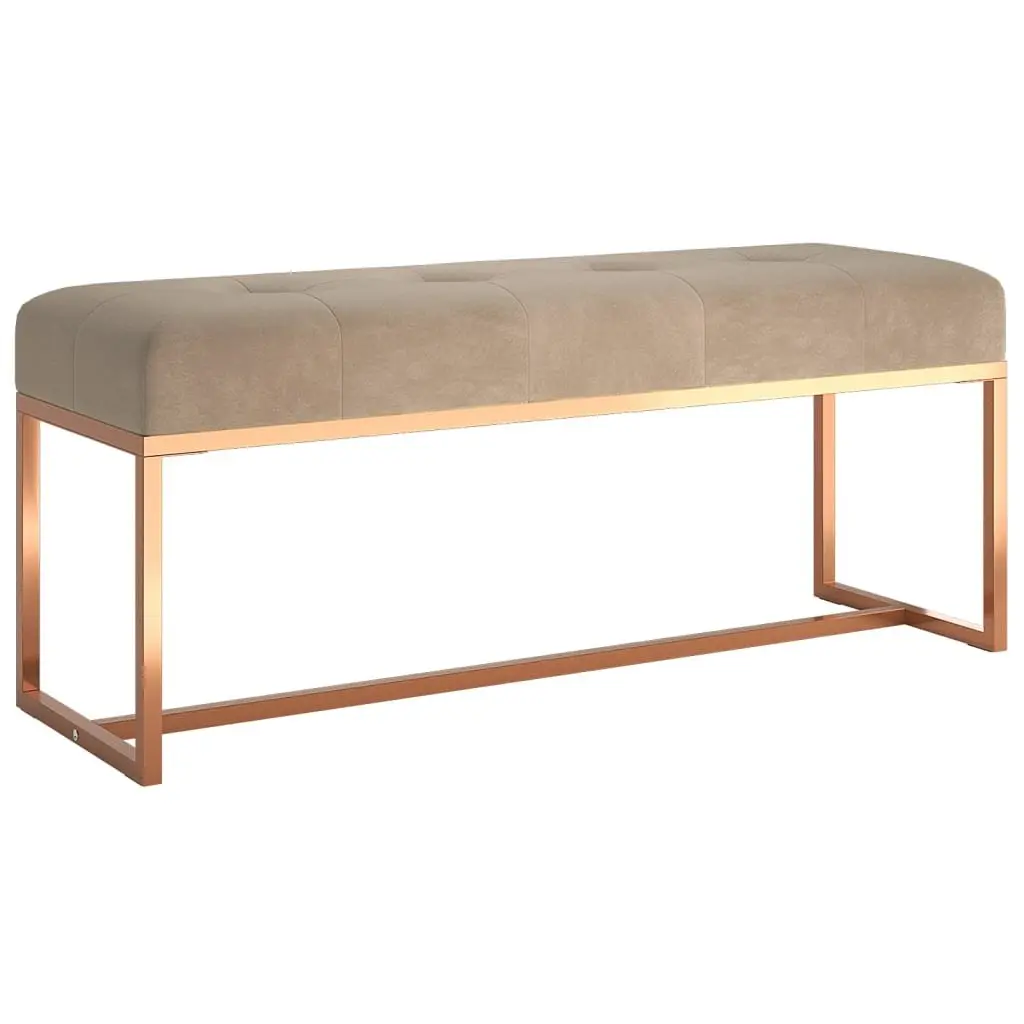Velvet Bench Padded Storage Beige 110 x 36 x 45 cm