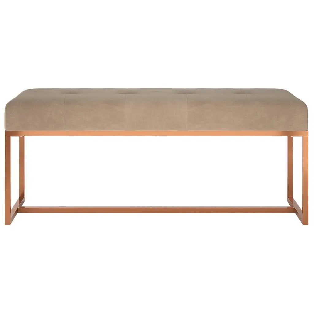 Velvet Bench Padded Storage Beige 110 x 36 x 45 cm