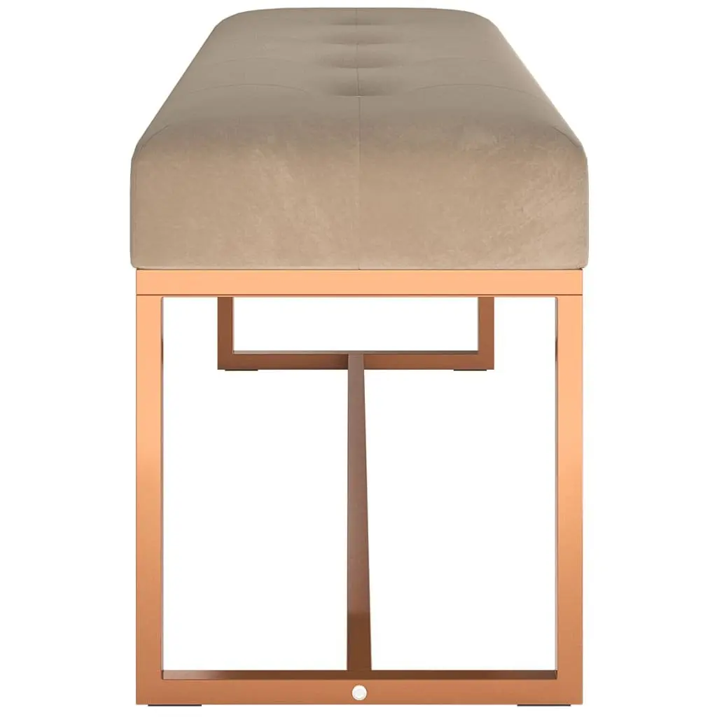 Velvet Bench Padded Storage Beige 110 x 36 x 45 cm