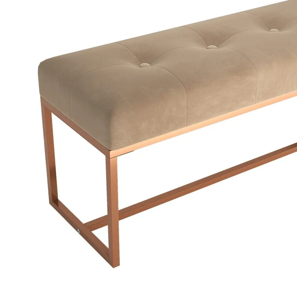 Velvet Bench Padded Storage Beige 110 x 36 x 45 cm