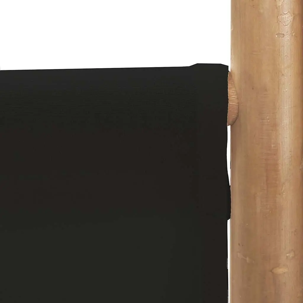 5-Panel Room Divider 200cm Folding Privacy Screen Bamboo Canvas Black