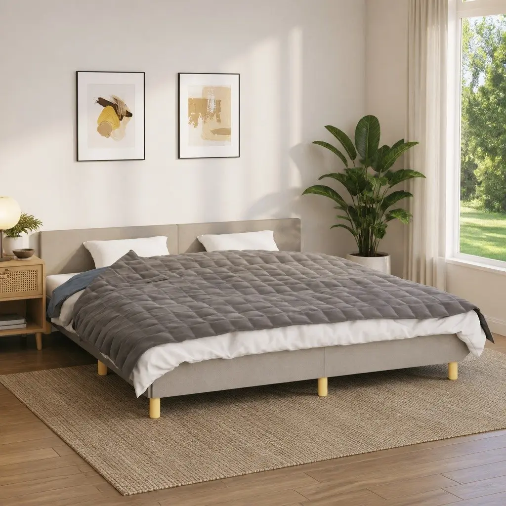 Grey Weighted Blanket 155x220 cm 11 kg for Rest