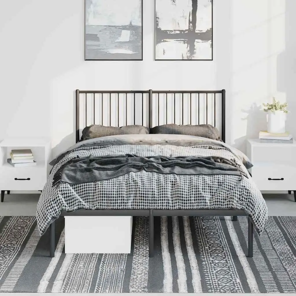 Black Metal Bed Frame 135x190 cm