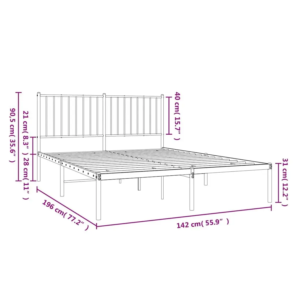 Black Metal Bed Frame 135x190 cm