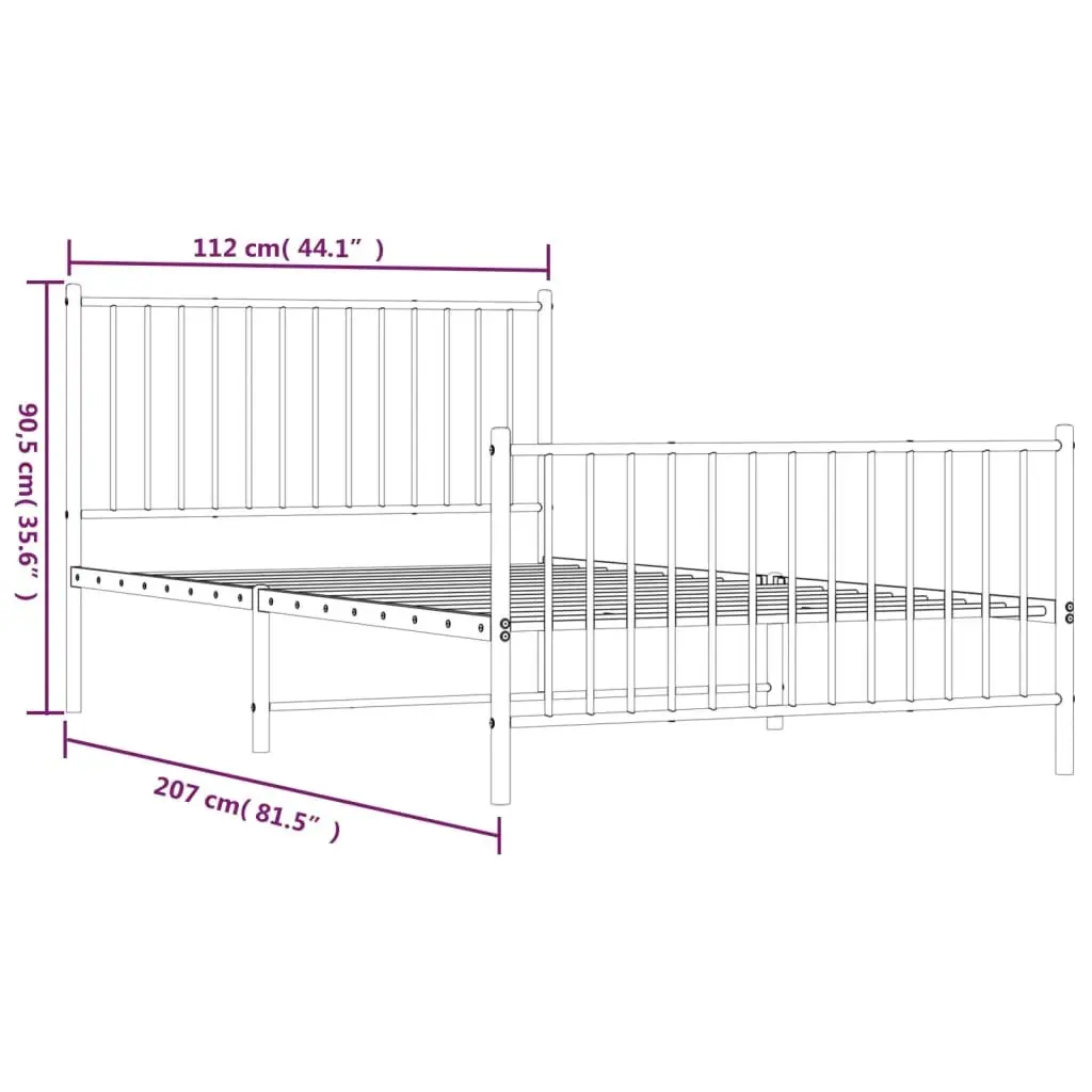 King Single Metal Bed Frame with Footboard