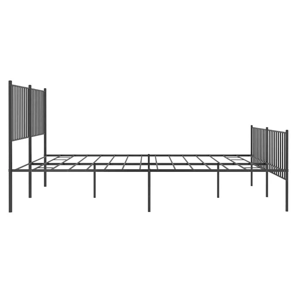 Metal Bed Frame Black 150x200 cm with Headboard and Footboard