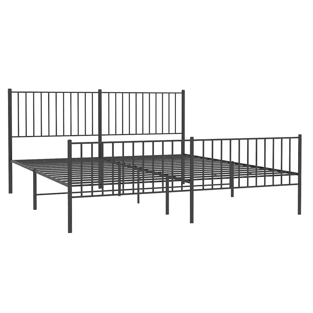Metal Bed Frame King Size Black Steel with Headboard and Footboard 183x203 cm