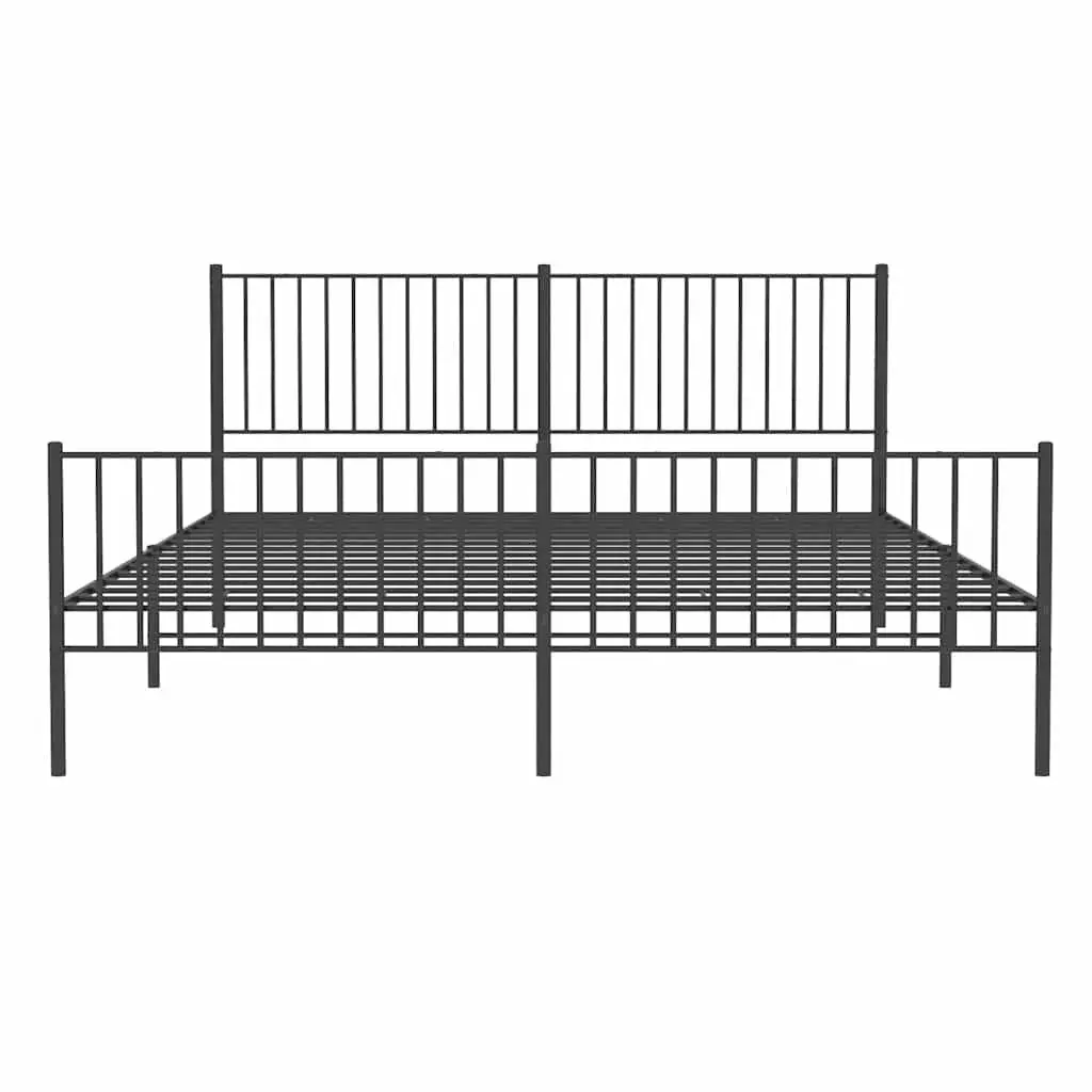Metal Bed Frame King Size Black Steel with Headboard and Footboard 183x203 cm