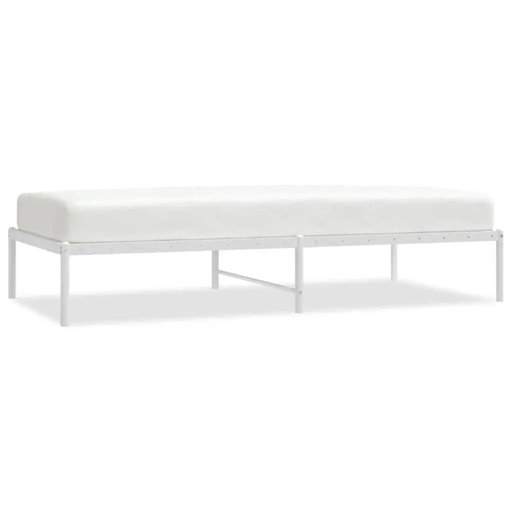 Metal Bed Frame White Powder-coated Steel 90x190 cm