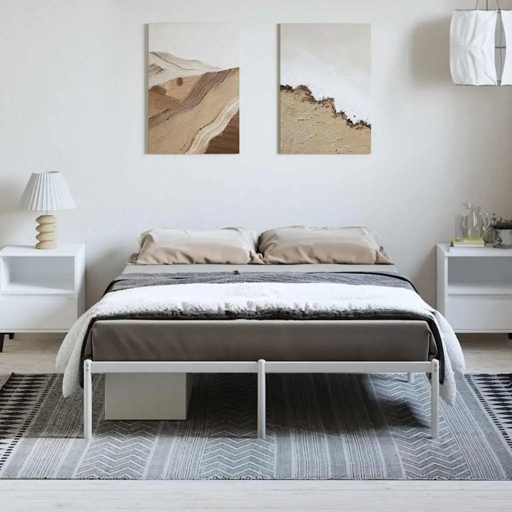 135x190 cm White Metal Bed Frame