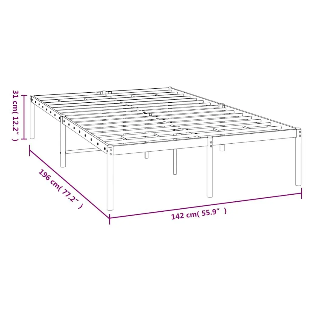 135x190 cm White Metal Bed Frame