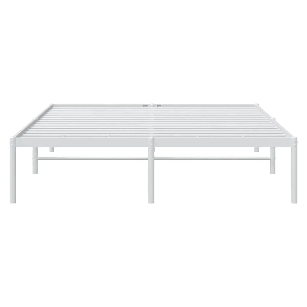 Metal Bed Frame Slatted Base 150x200 cm White Steel