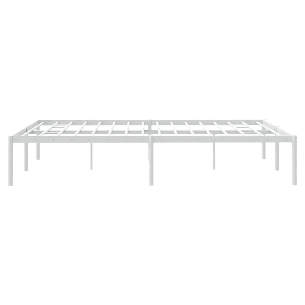 Metal Bed Frame Slatted Base 150x200 cm White Steel