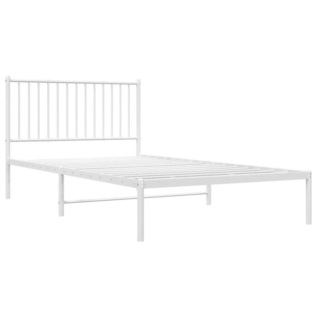 Metal Bed Frame King Slatted Base White 107x203 cm