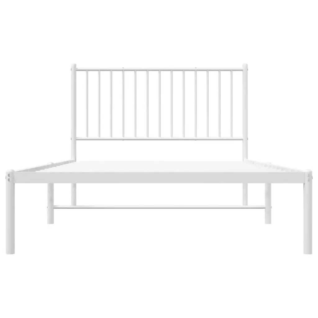 Metal Bed Frame King Slatted Base White 107x203 cm