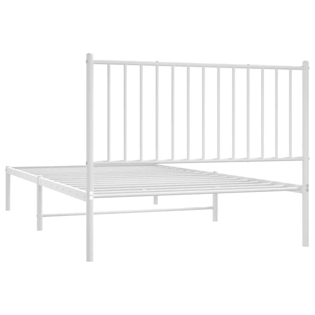Metal Bed Frame King Slatted Base White 107x203 cm