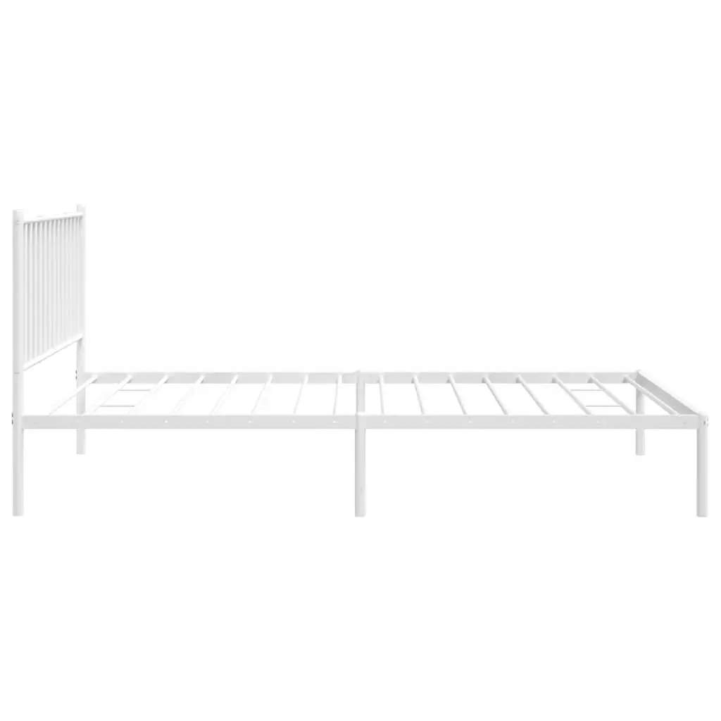 Metal Bed Frame King Slatted Base White 107x203 cm
