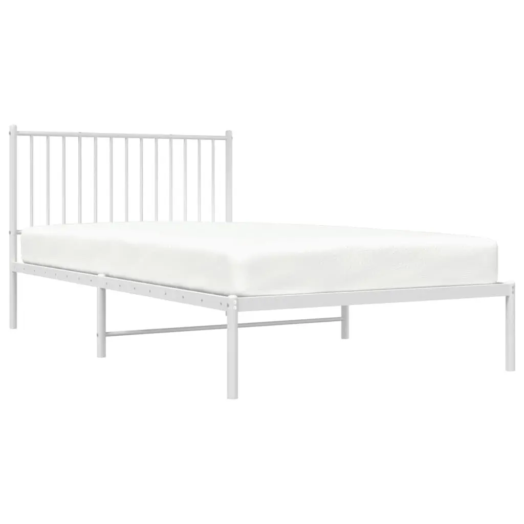 Metal Bed Frame King Slatted Base White 107x203 cm