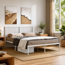 Your Comfortable White Metal Bed Frame 135x190 cm