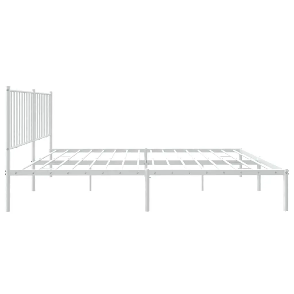 Metal Bed Frame White with Headboard 150x200 cm