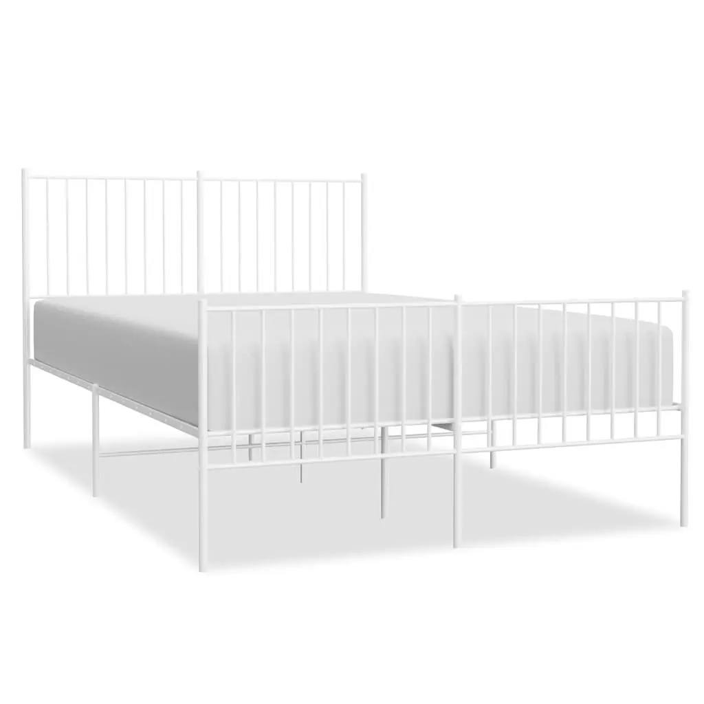 Metal Bed Frame 135x190 cm in White