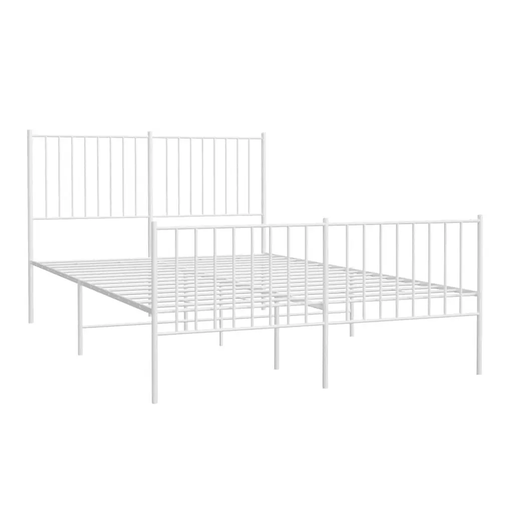 Metal Bed Frame 135x190 cm in White