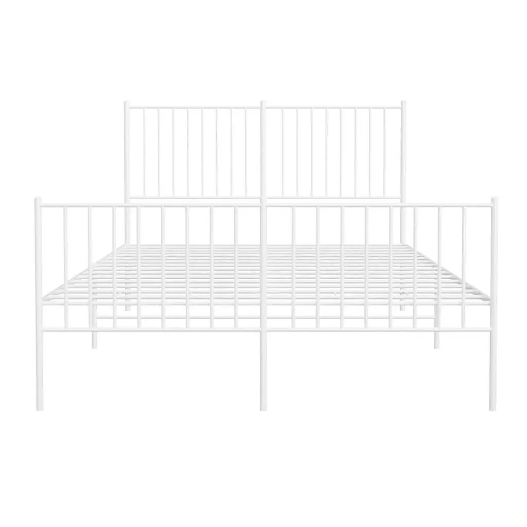 Metal Bed Frame 135x190 cm in White
