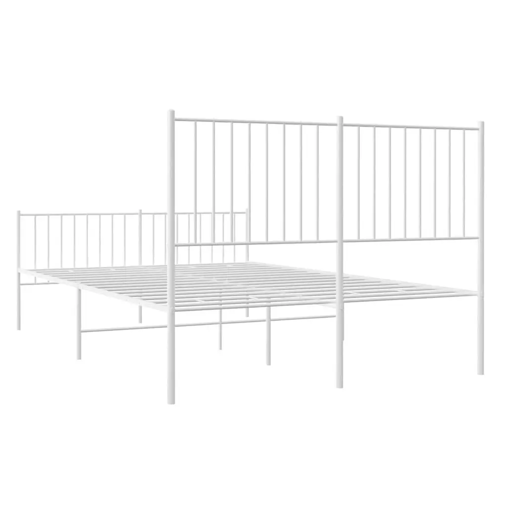 Metal Bed Frame 135x190 cm in White