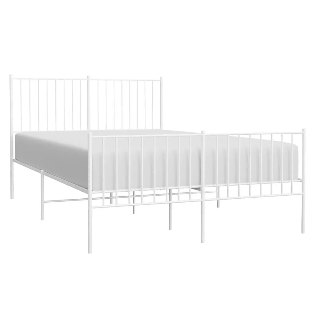 Metal Bed Frame 135x190 cm in White