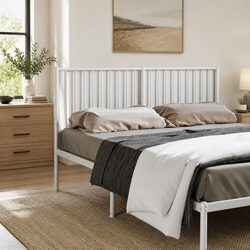 Metal Headboard White 150cm Bed Header Powder-Coated Steel Frame Support