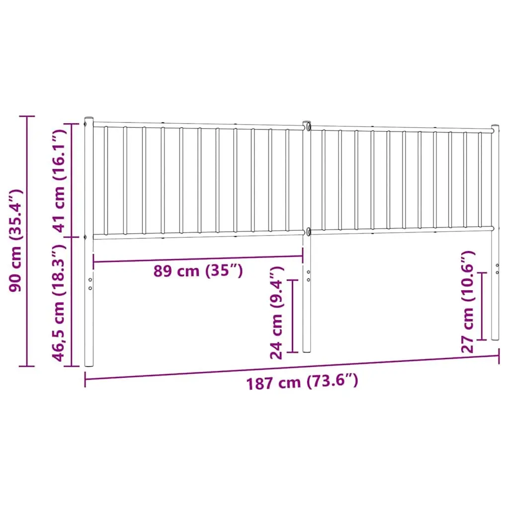 Metal Headboard White 180cm Powder Coated Steel Frame